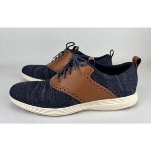 Cole Haan Grand Tour Knit Oxford Mens Shoes C31348 Marine Navy Blue Tan Sz 11M